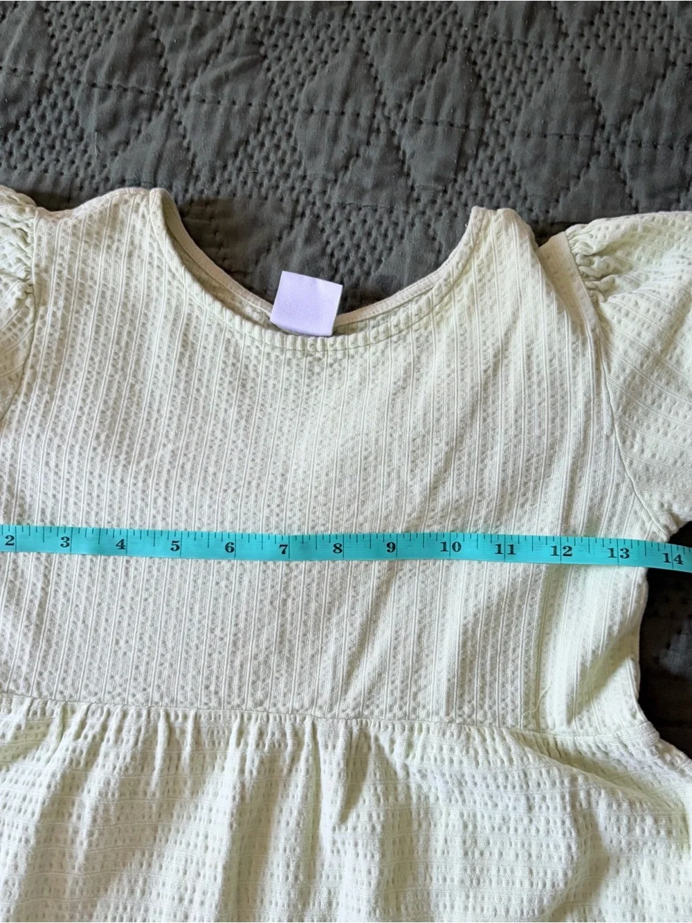 Zara Girls Puff Sleeve Textured Tiered Dress Light Green Size 9/134